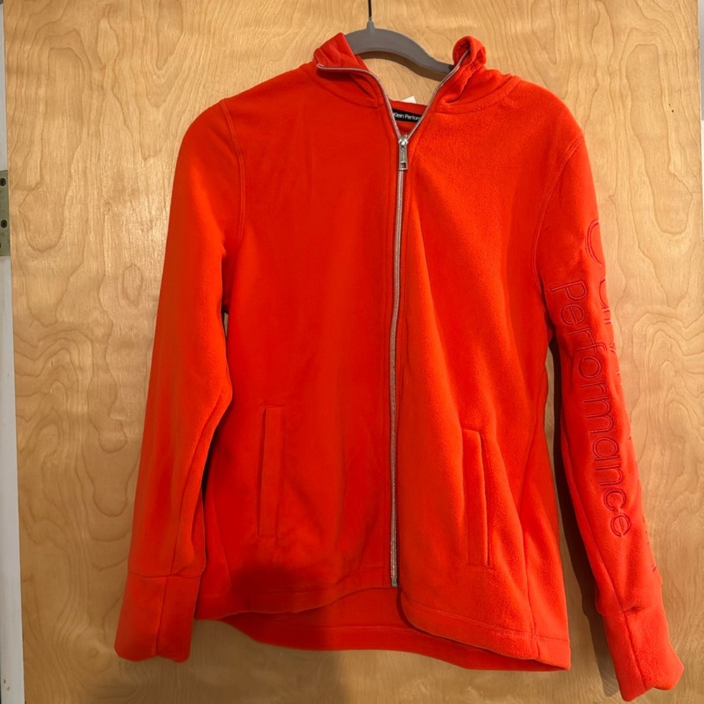 NWT Small red Calvin Klein performance hooded fleece
